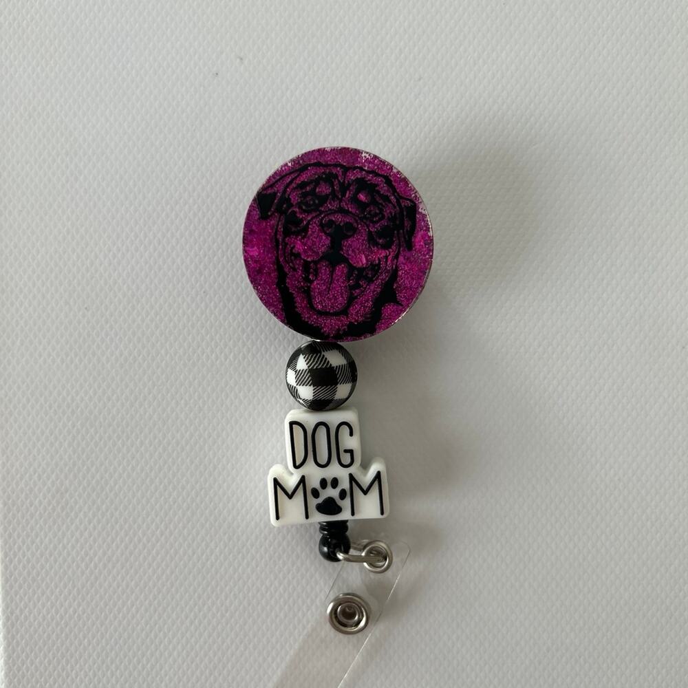 Rottweiler Dog Mom Badge Reel
